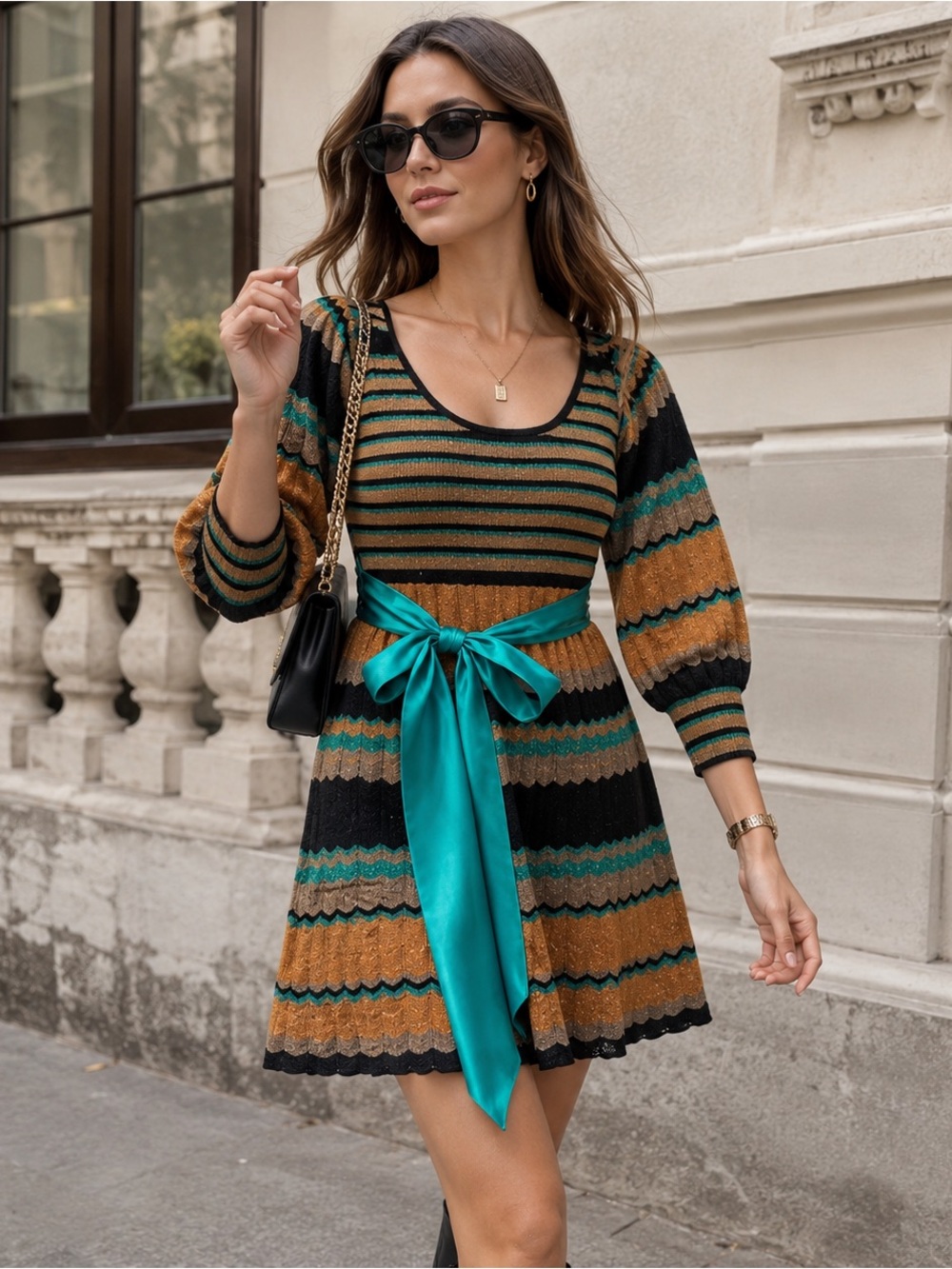 arden b colorblock metallic knit dress June sale